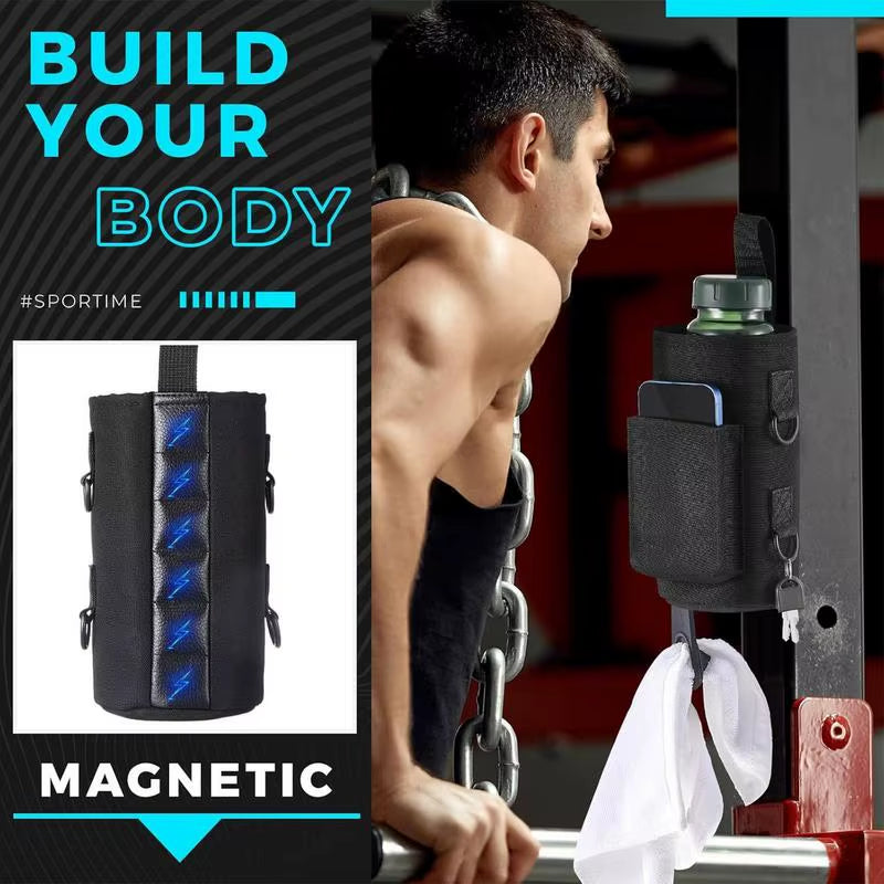 Portable Magnetic Gym Water Bottle Bag Non Slip Magnetic Gym Sling Bag Magnetic Water Bottle Carrier Holder for Gym Accessories